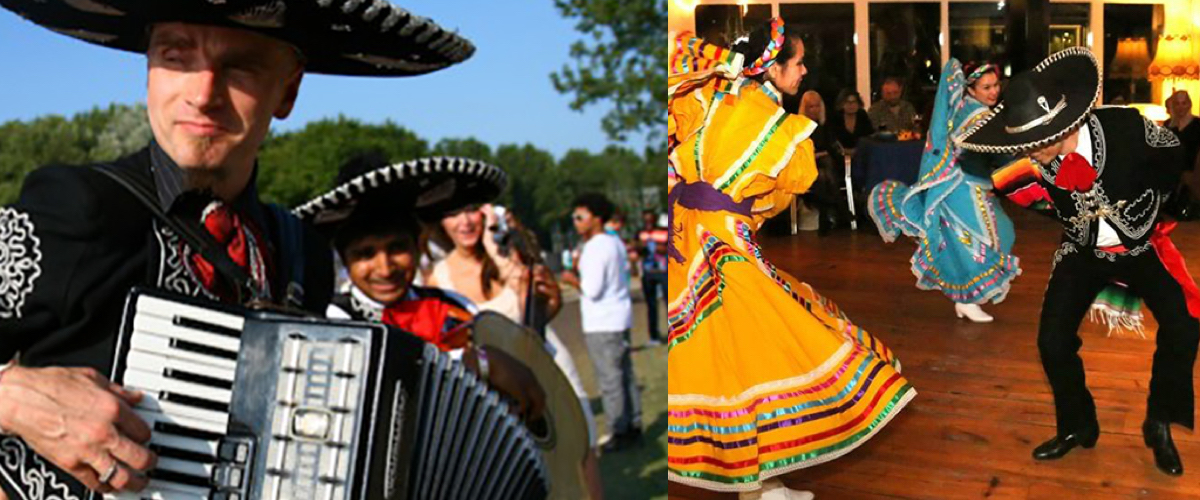 Mariachi ensemble tijdens het diner op je feest